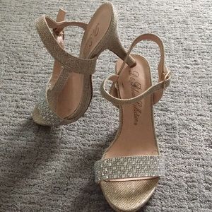 Sparkly gold stiletto heels